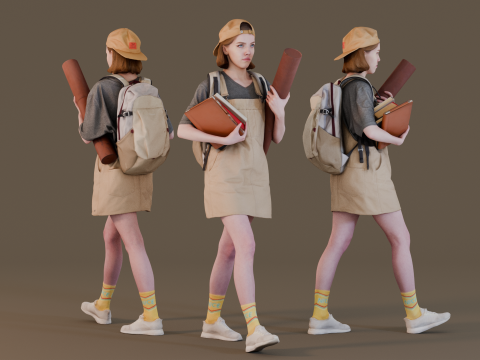 Student Girl 3D Model