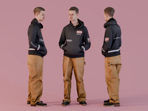 思慮深い観察者の若い男 3Dモデル