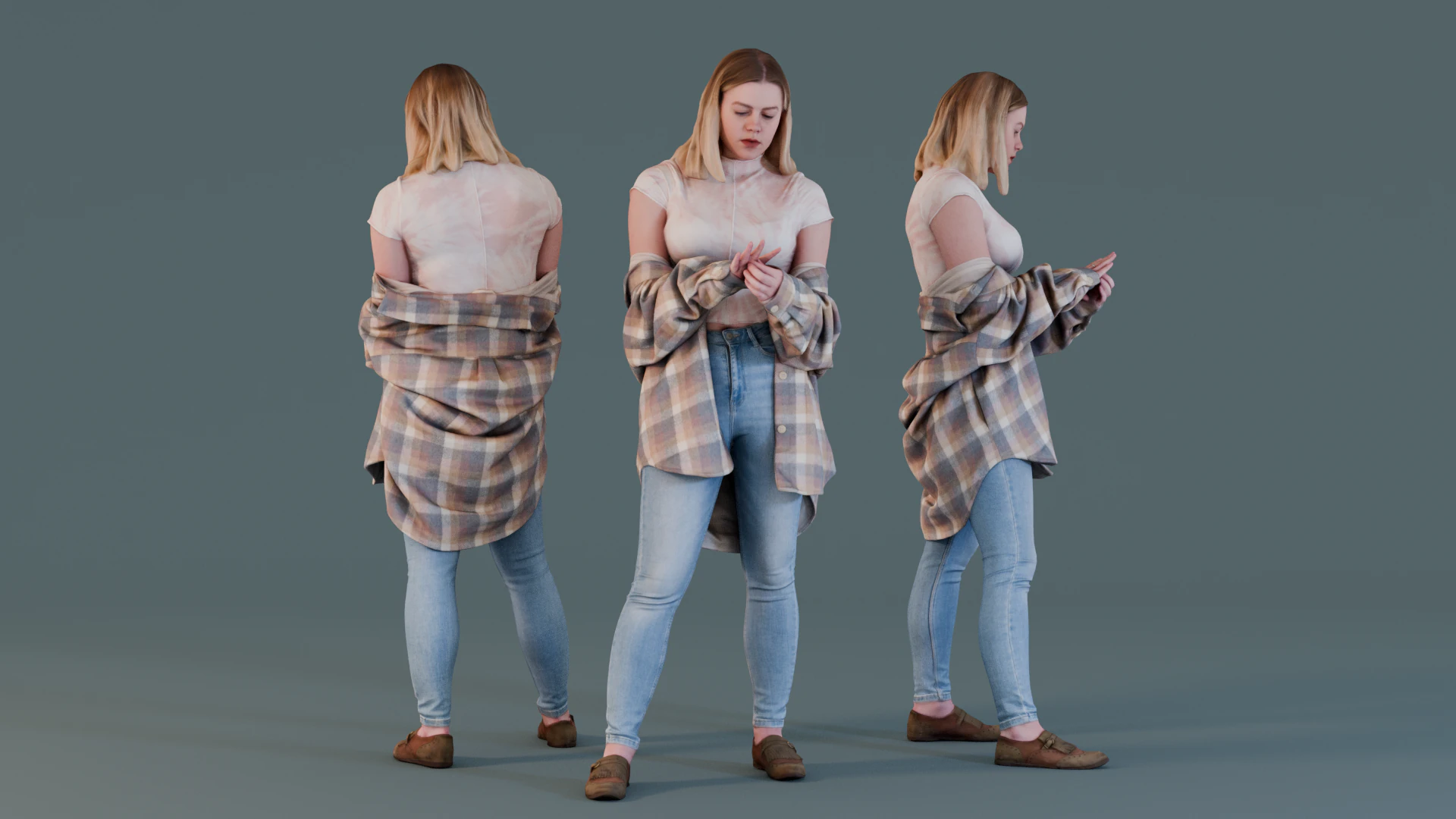 カジュアルな服装のリングレヴェリーガール 3Dモデル .c4d .max .obj .3ds .fbx .stl .blend