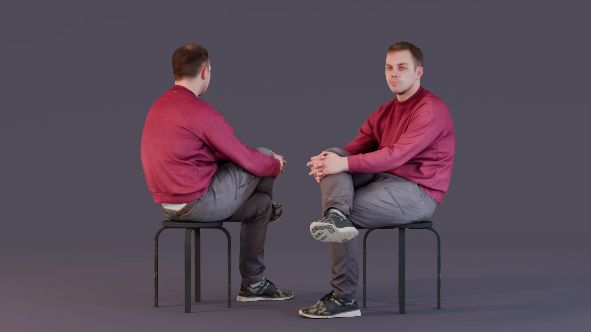 Guy Sits Cross-legged 3D Model .c4d .max .obj .3ds .fbx .stl .blend 