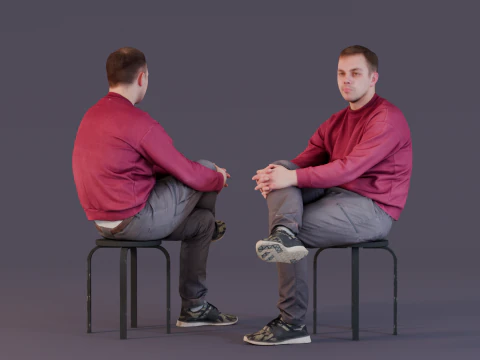 Man zit met gekruiste benen 3D Model