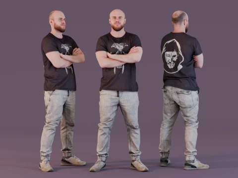 жестокий лысый парень 3D Модель