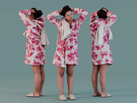 Cuidados com os cabelos ap&oacute;s o banho Modelo 3D