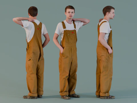 죄수복을 입은 어린 소년 3D 모델