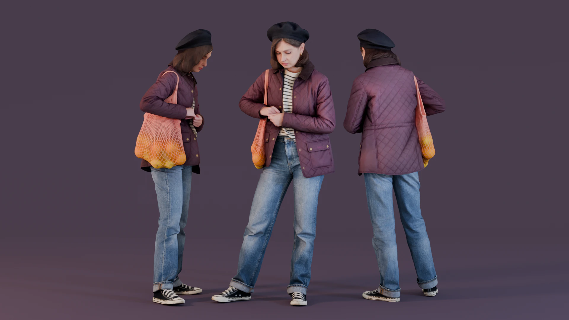 Girl with Oranges 3D Model .c4d .max .obj .3ds .fbx .stl .blend 
