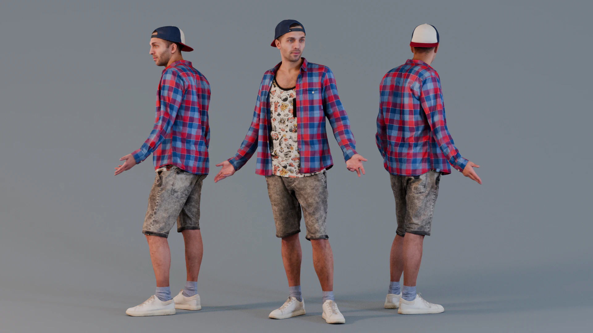 不意を突かれた若い男 3Dモデル .c4d .max .obj .3ds .fbx .stl .blend 