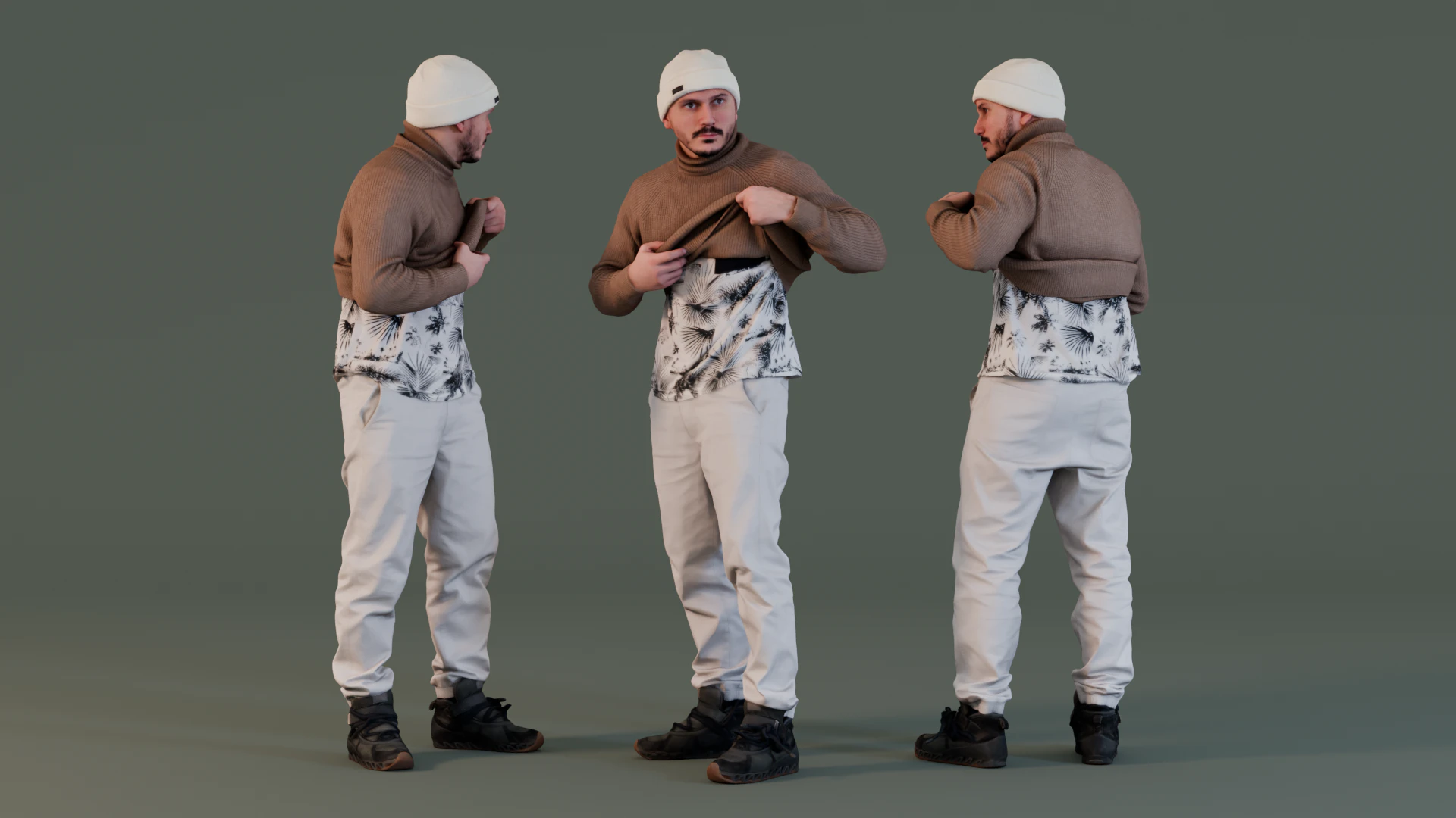 Guy in a Turtleneck Undresses 3D Model .c4d .max .obj .3ds .fbx .stl .blend