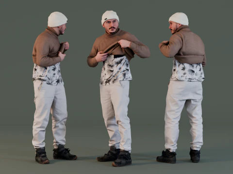 Ragazzo in dolcevita si spoglia Modello 3D