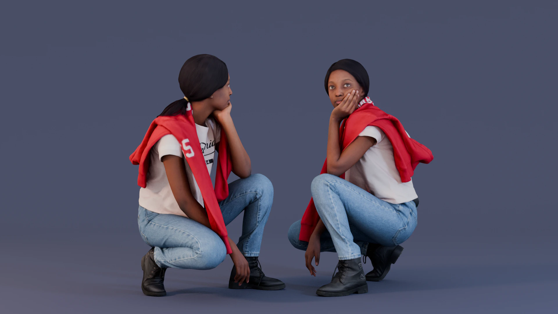 Accroupi d&eacute;contract&eacute; Modèle 3D .c4d .max .obj .3ds .fbx .stl .blend 