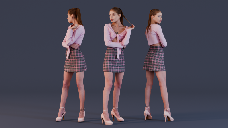 Lady in Pink Modello 3D .c4d .max .obj .3ds .fbx .stl .blend