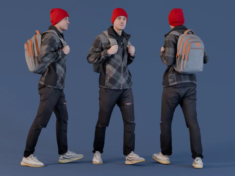 秋步学生 3D 模型