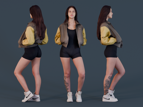 Girl in bomber 3Dモデル