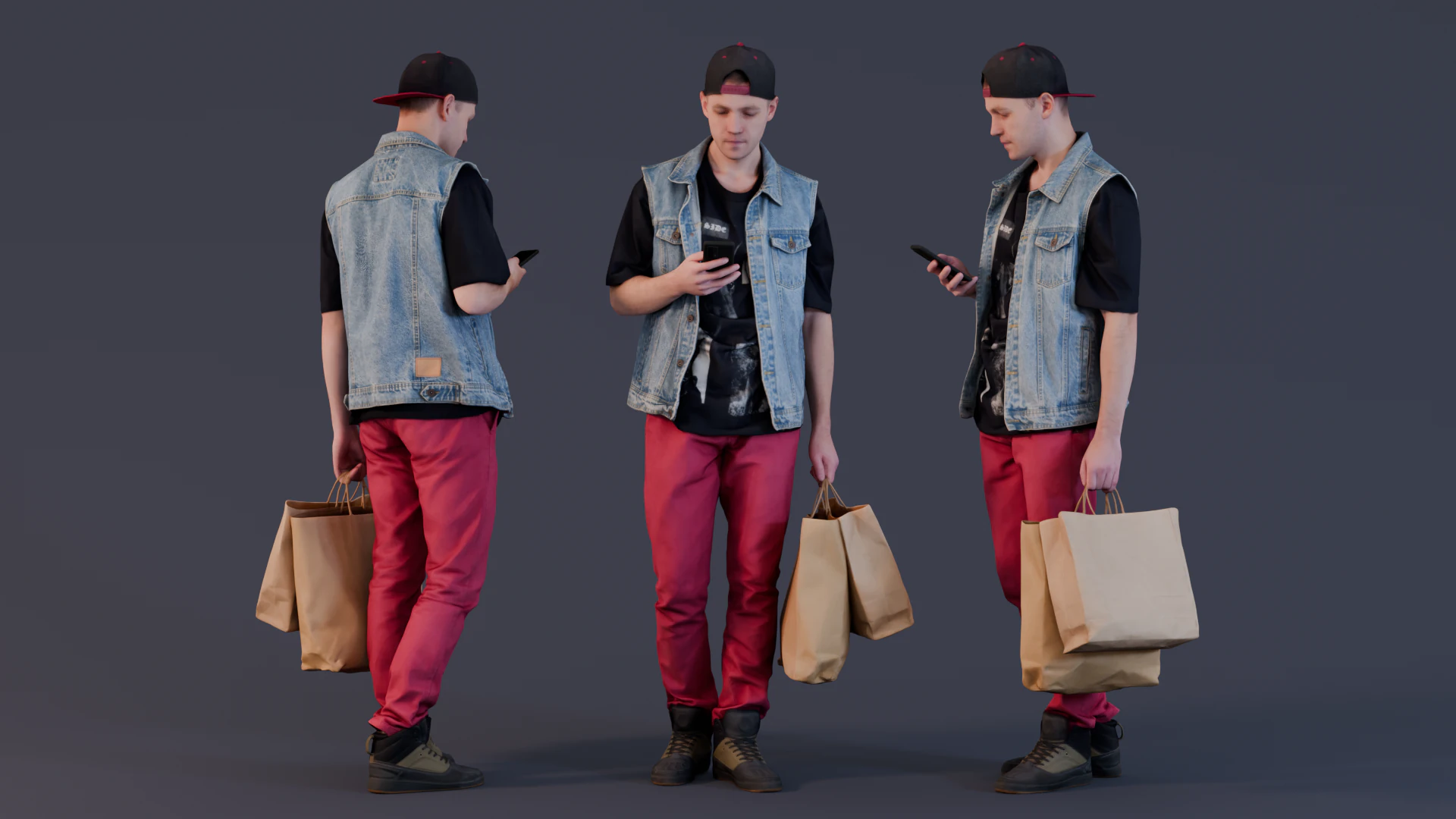 Lost in the Mall - Guy with Shopping Bags 3D Model .c4d .max .obj .3ds .fbx .stl .blend
