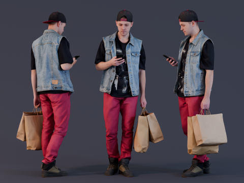Lost in the Mall - Guy with Shopping Bags 3Dモデル