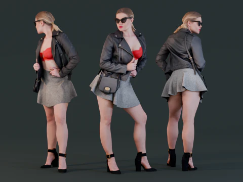 Ousada ousada garota provocativamente chique Modelo 3D