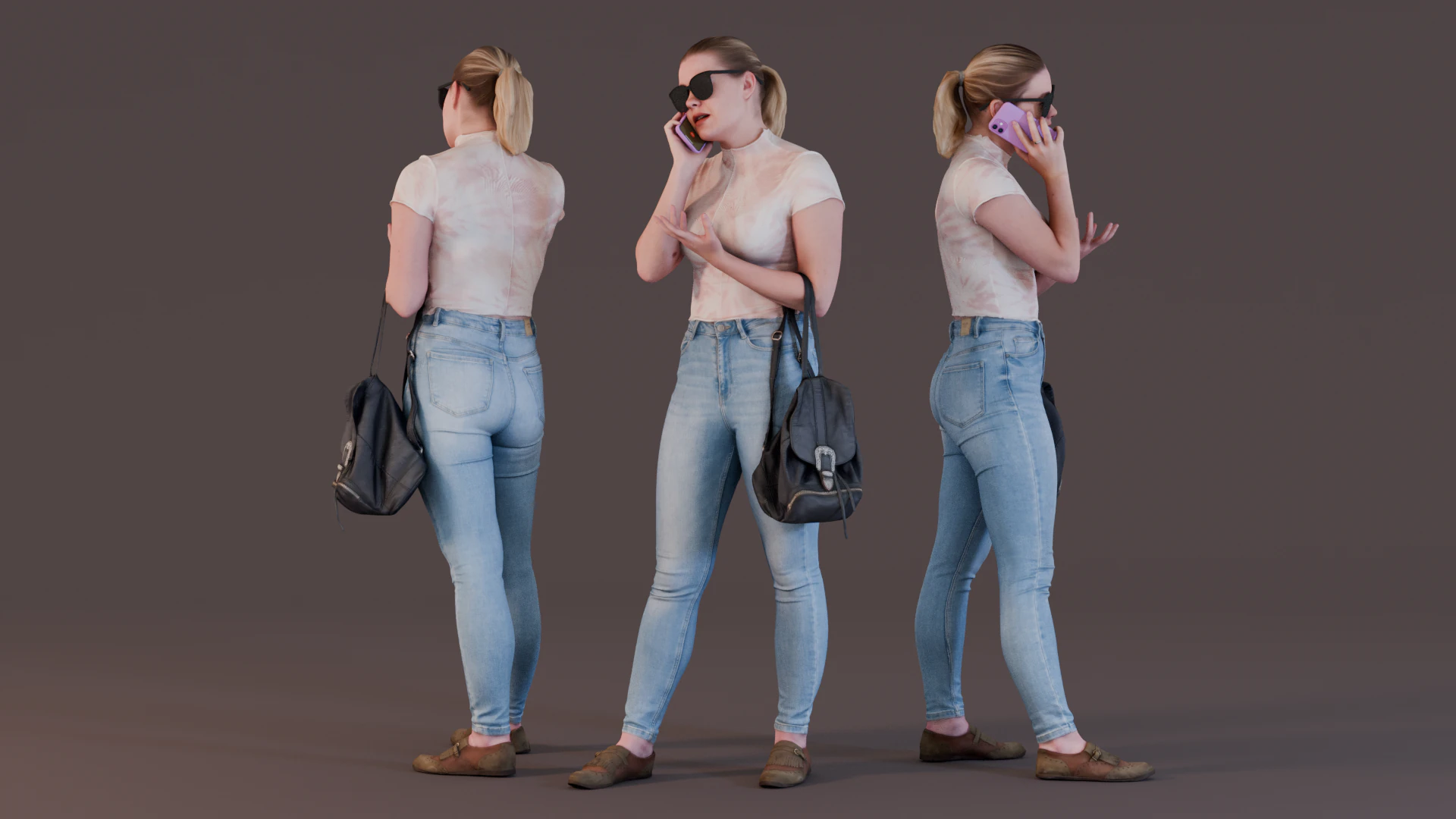 Subscriber unavailable - Young Woman on a Phone Call in Casual Chic Attire 3D Model .c4d .max .obj .3ds .fbx .stl .blend 