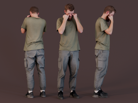 Exhausted Man in Casual Wear 3D Model