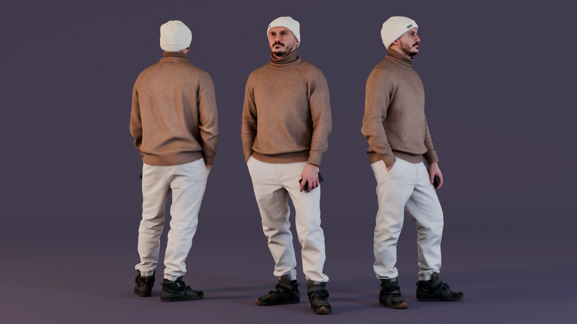 Casual Man in Turtleneck Sweater 3D Model .c4d .max .obj .3ds .fbx .stl .blend 
