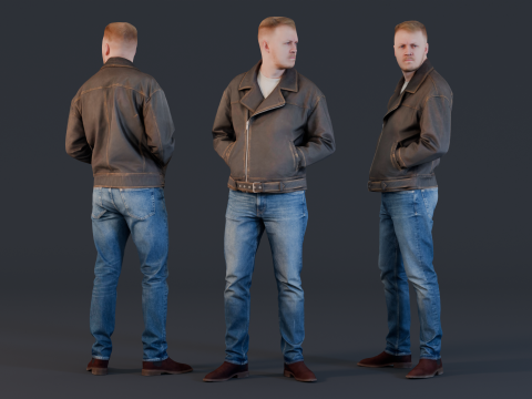 Handsome Man in a Leather Jacket 3D 模型