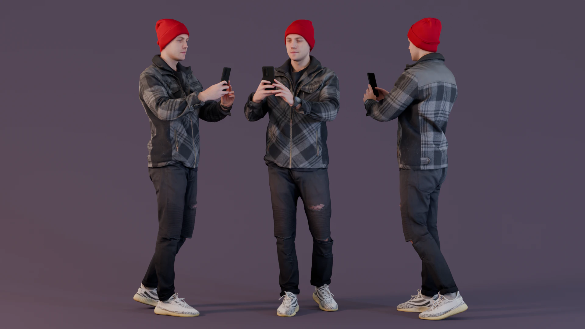 让我拍张照片 - 穿着休闲街头服饰的男人拍照 3D 模型 .c4d .max .obj .3ds .fbx .stl .blend 