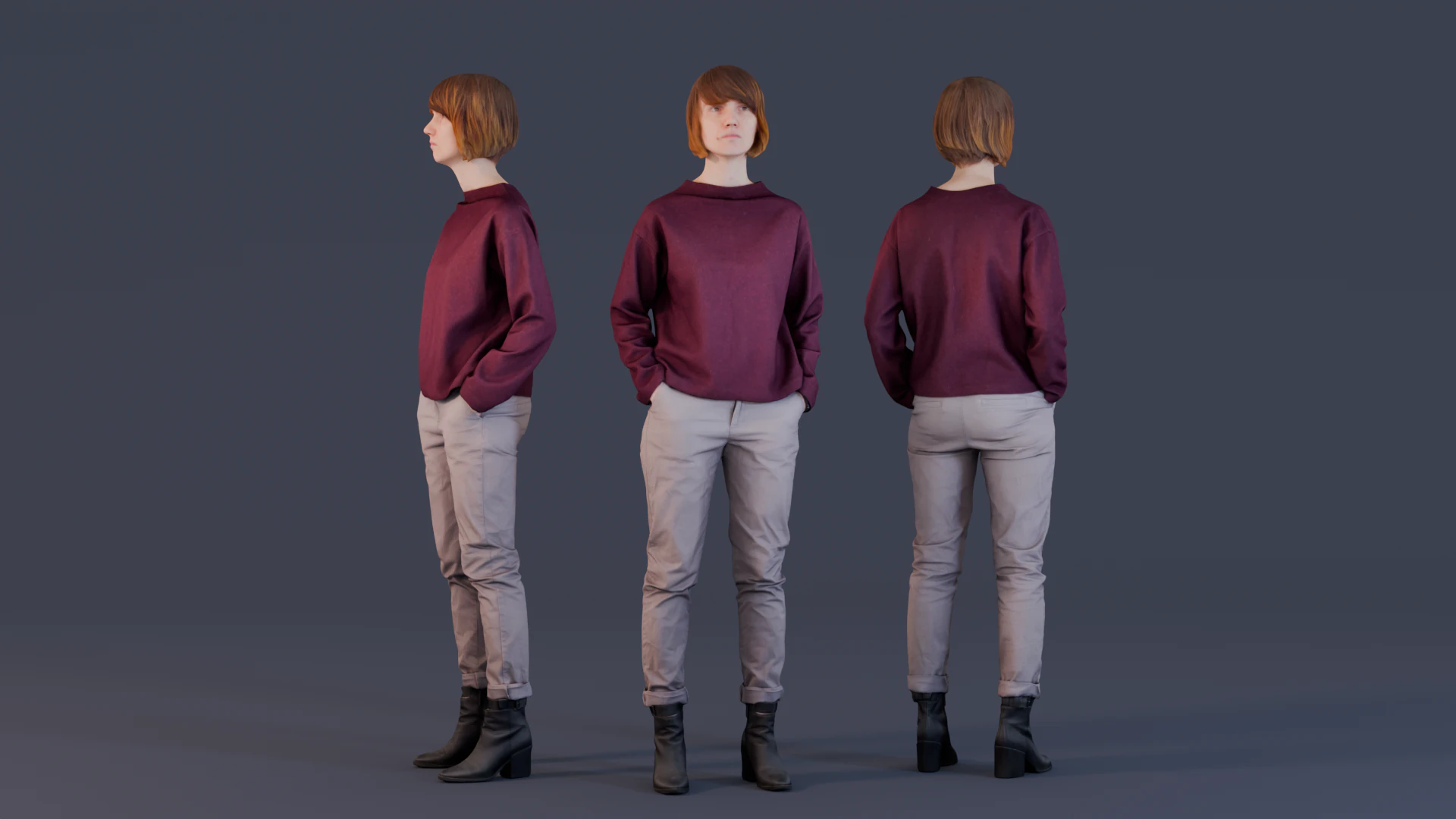 Plum Presence in Casual Elegance 3D Model .c4d .max .obj .3ds .fbx .stl .blend 