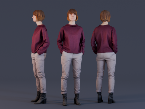 Plum Presence in Casual Elegance 3Dモデル