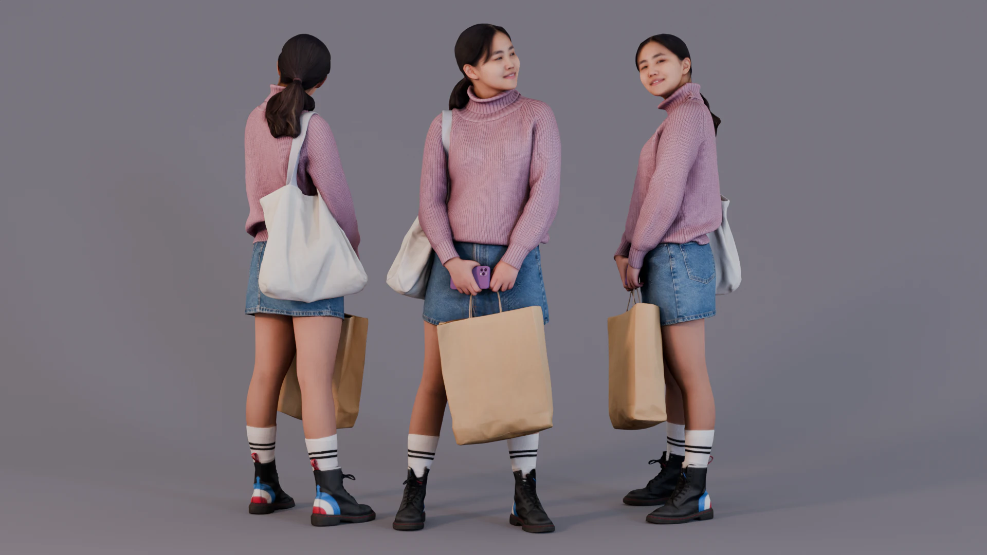 Shopping Break in Urban Casual Attire 3D Model .c4d .max .obj .3ds .fbx .stl .blend 