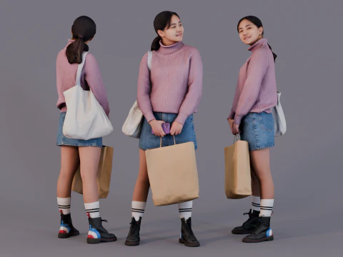 Winkelpauze in stedelijke vrijetijdskleding 3D Model