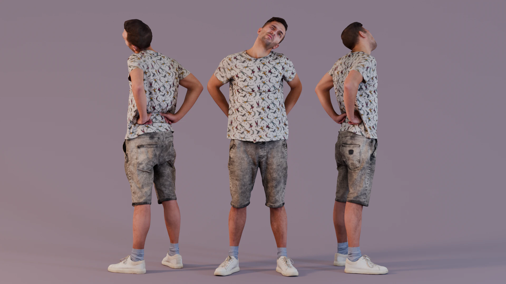 Casual Guy Stretching in Summer Outfit 3D Model .c4d .max .obj .3ds .fbx .stl .blend 