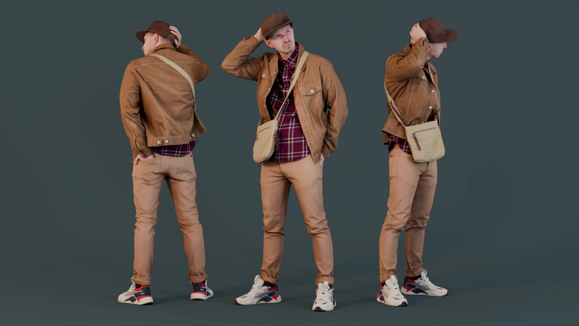 Urban Contemplation - Man in Beige Outfit 3D Model .c4d .max .obj .3ds .fbx .stl .blend 