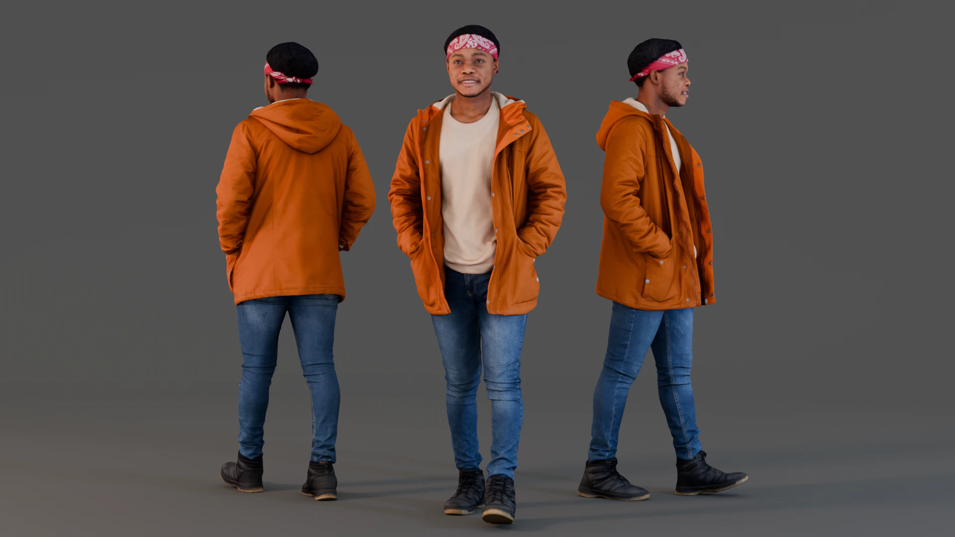 Forward with Smile - Casual Urban Guy 3D Model .c4d .max .obj .3ds .fbx .stl .blend 