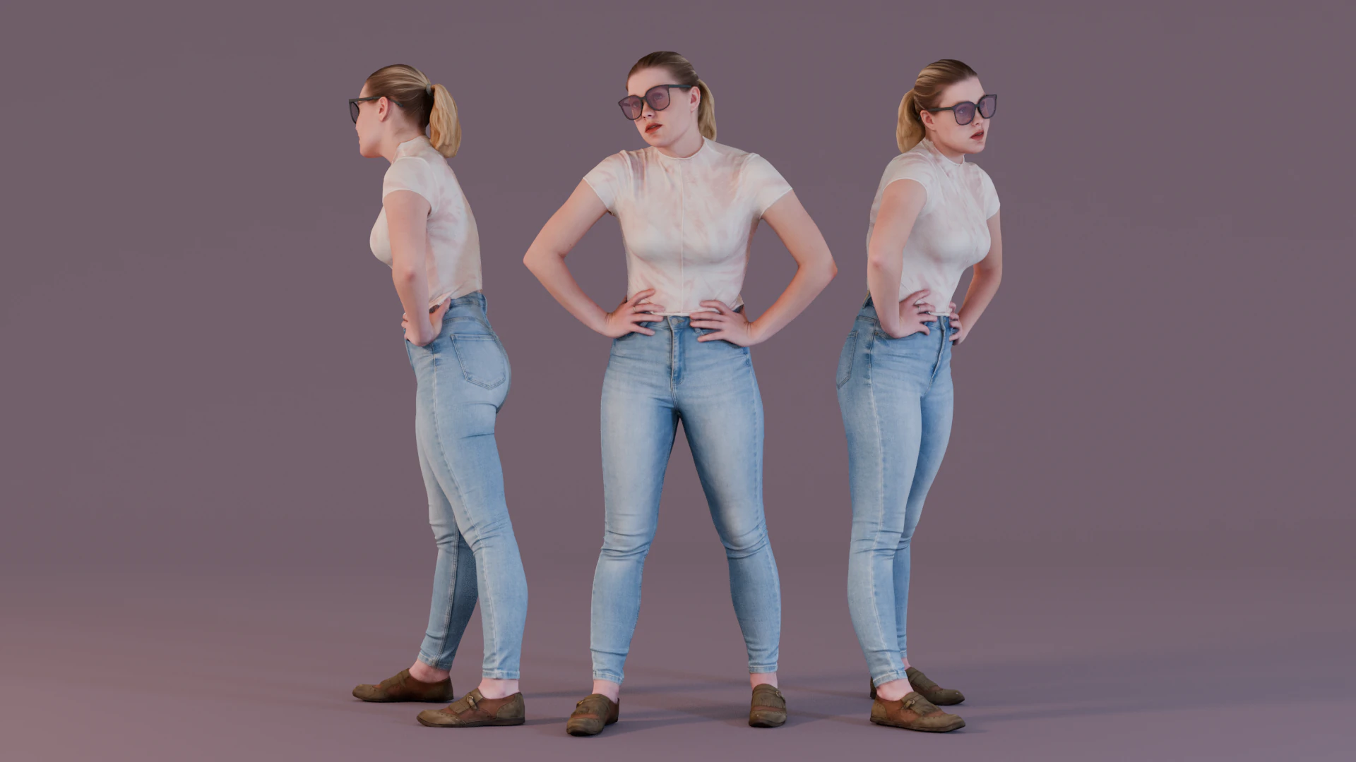 Confident Urban Style in Light Jeans 3D Model .c4d .max .obj .3ds .fbx .stl .blend 
