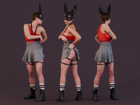 Bunny Robber - Edgy Streetwear Statement 3Dモデル
