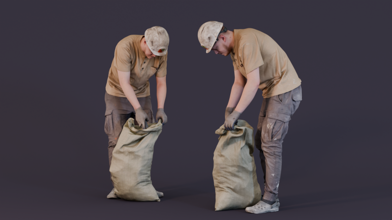 Worker Picking Up Garbage in a Bag Modelo 3D .c4d .max .obj .3ds .fbx .stl .blend