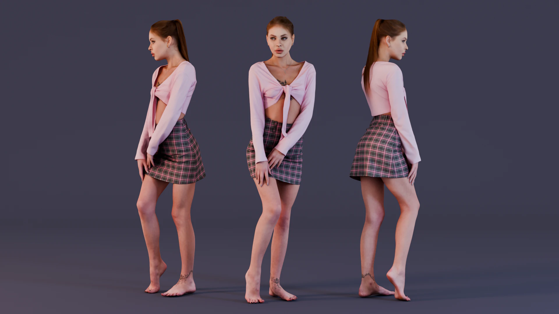 Hottie in Pink 3D Model .c4d .max .obj .3ds .fbx .stl .blend