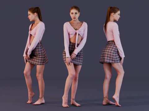 Красотка в розовом 3D Модель