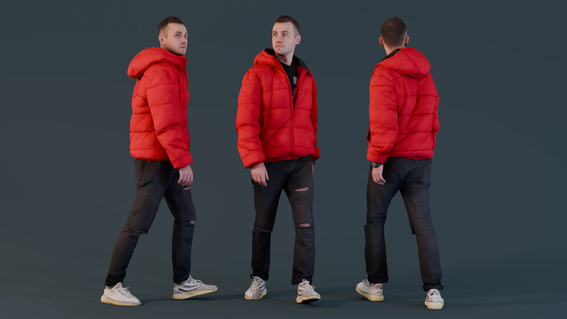 Spring Stroll in Red Jacket 3D Model .c4d .max .obj .3ds .fbx .stl .blend
