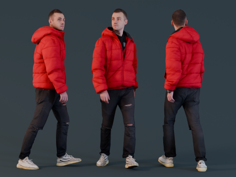Spring Stroll in Red Jacket 3Dモデル