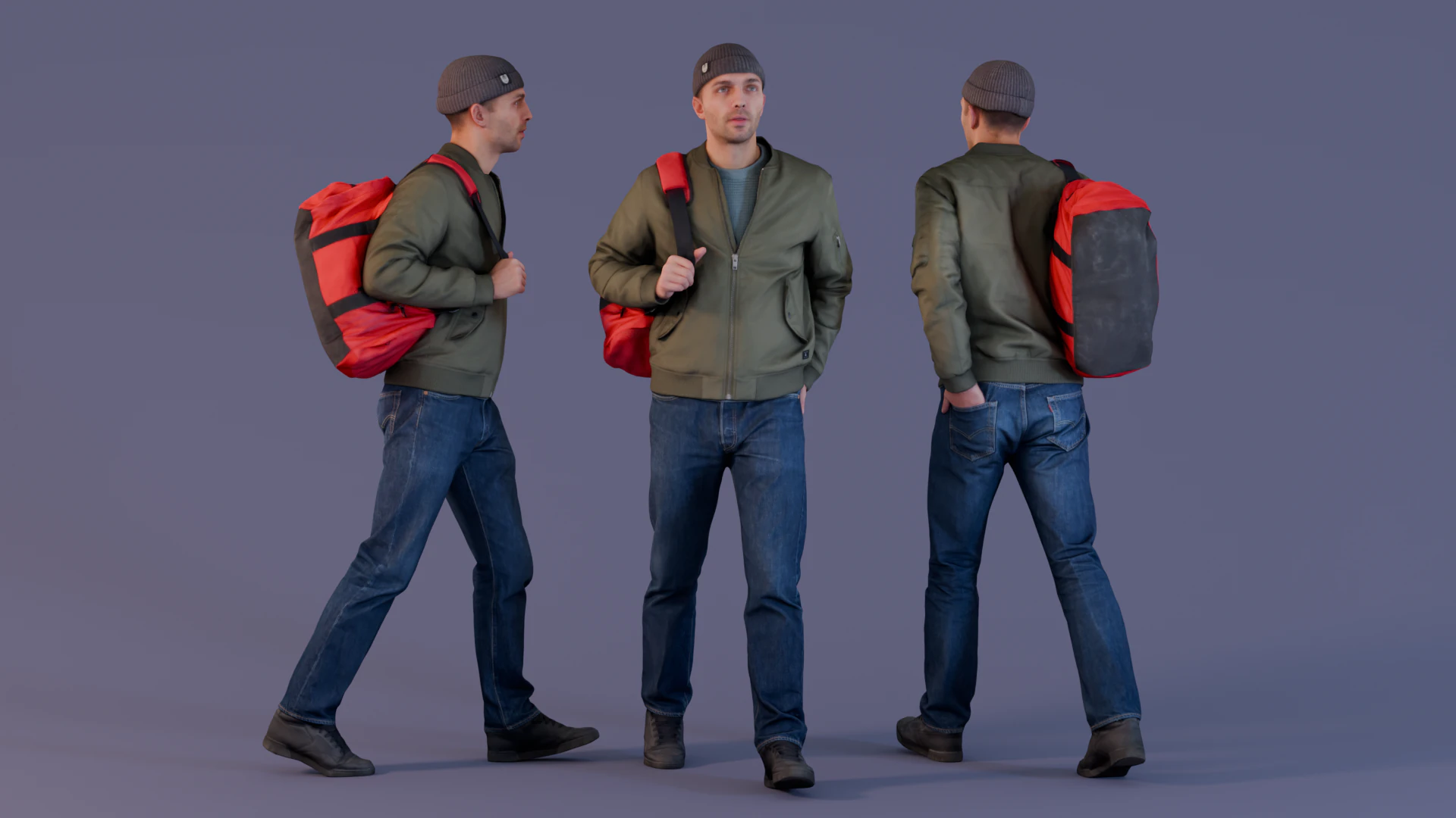Walk After Workout with Backpack 3D Model .c4d .max .obj .3ds .fbx .stl .blend 