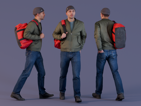 Walk After Workout with Backpack 3D 模型