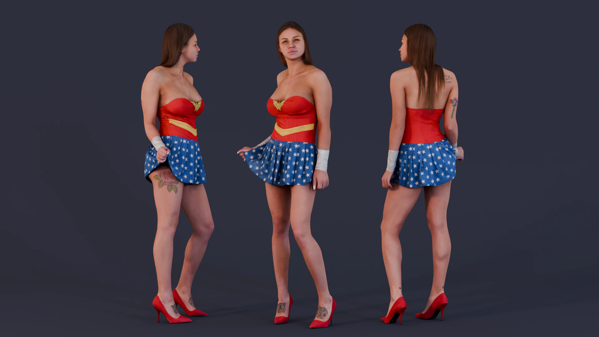 Who Runs the World - Powerful Cosplay Heroine 3D Model .c4d .max .obj .3ds .fbx .stl .blend 