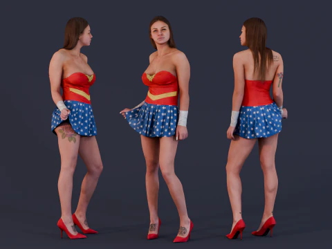 Qui dirige le monde &ndash; Puissante h&eacute;ro&iuml;ne de cosplay Modèle 3D