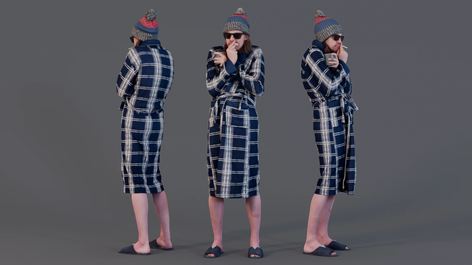 Morning Muse - The Unrecognized Genius in Robe and Beanie 3D Model .c4d .max .obj .3ds .fbx .stl .blend 