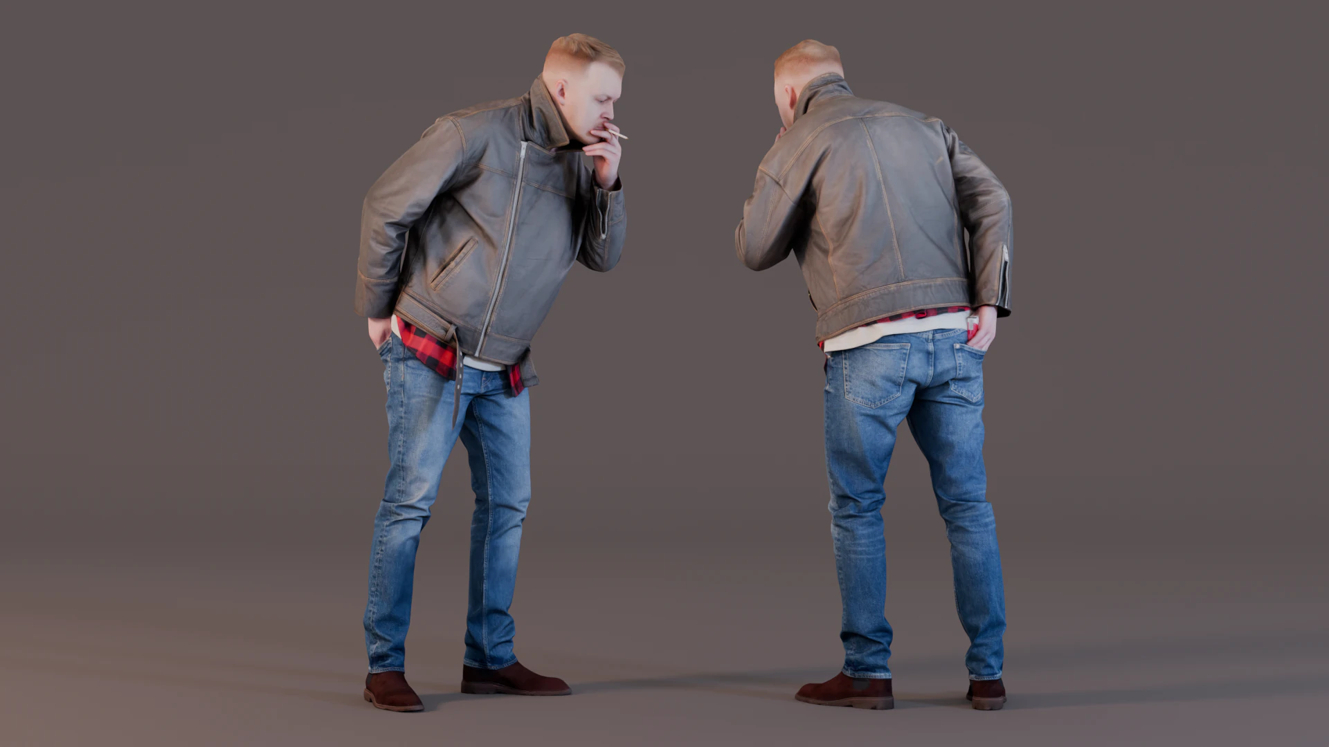 Handsome Man Lights a Cigarette 3D Model .c4d .max .obj .3ds .fbx .stl .blend