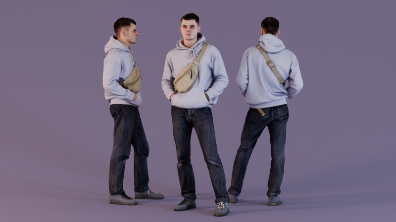 Casual Style in Lilac Hoodie Modelo 3D .c4d .max .obj .3ds .fbx .stl .blend 