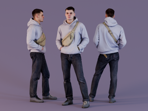 Casual Style in Lilac Hoodie 3Dモデル