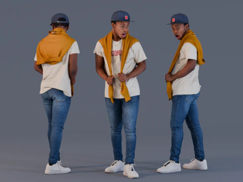 Style urbain avec accent de pull jaune Modèle 3D