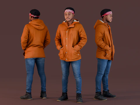 Confianza informal en una chaqueta naranja Modelo 3D