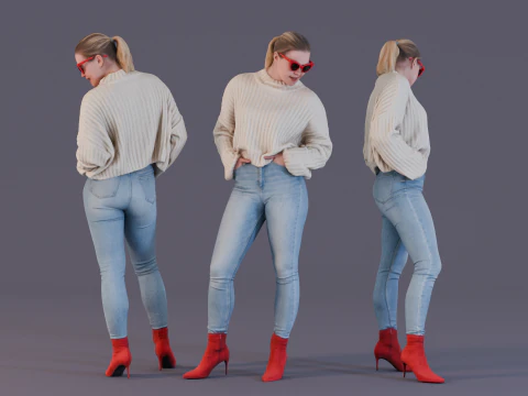 Tanti complimenti: Stylish Confidence in rosso e crema Modello 3D