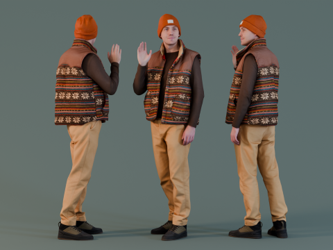 Warm Greeting in Winter Attire 3D मॉडल